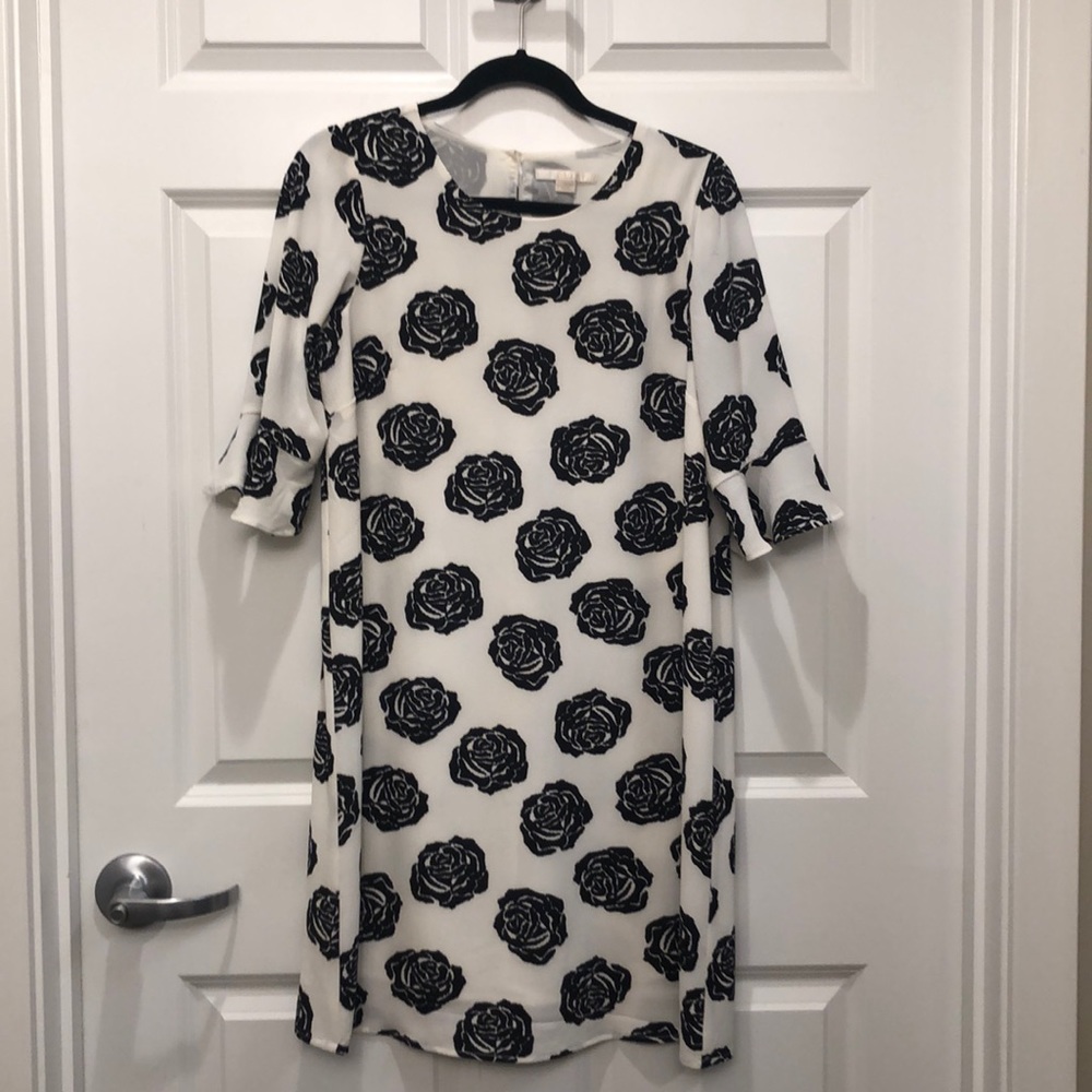 Black and white shift dress